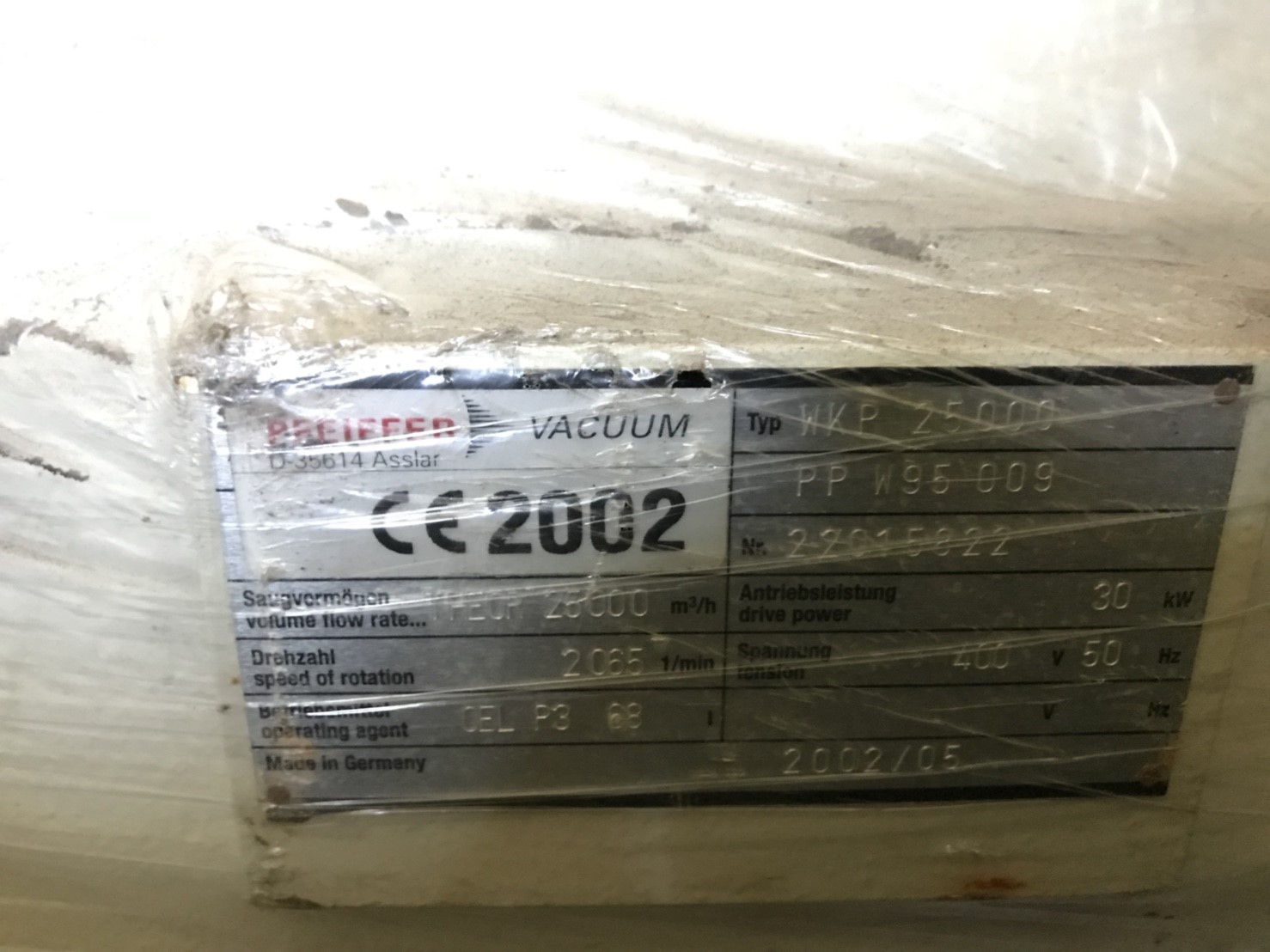 PEEIFFER VACUUM WKP 25000 Roots Vacuum Pump image