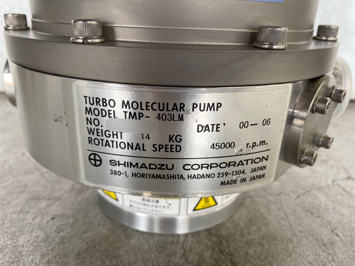SHIMADZU TMP-403LM Turbo Pump image