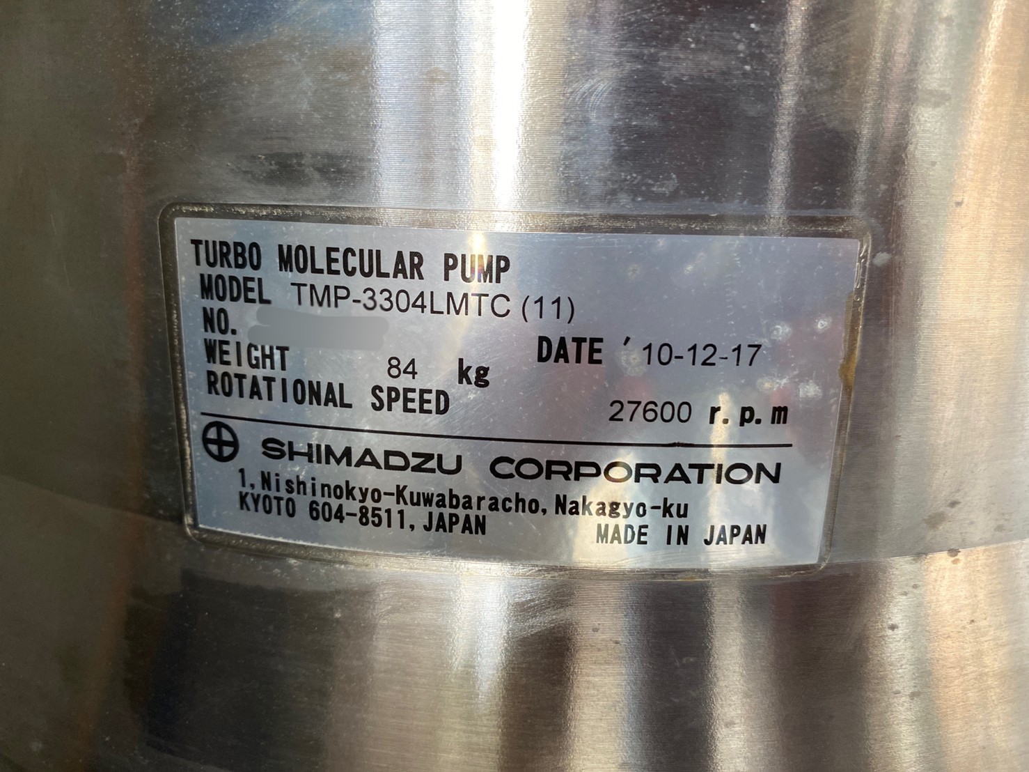 SHIMADZU TMP-3304LMTC Turbo Pump image
