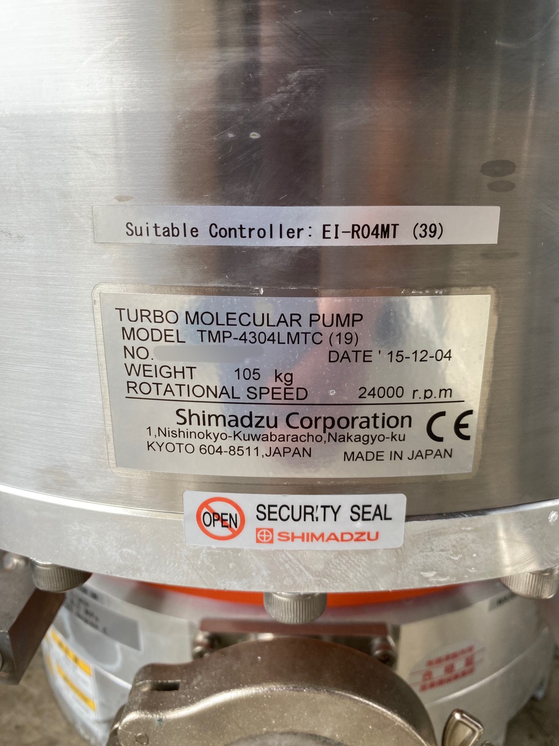 SHIMADZU TMP-4304LMTC Turbo Pump image